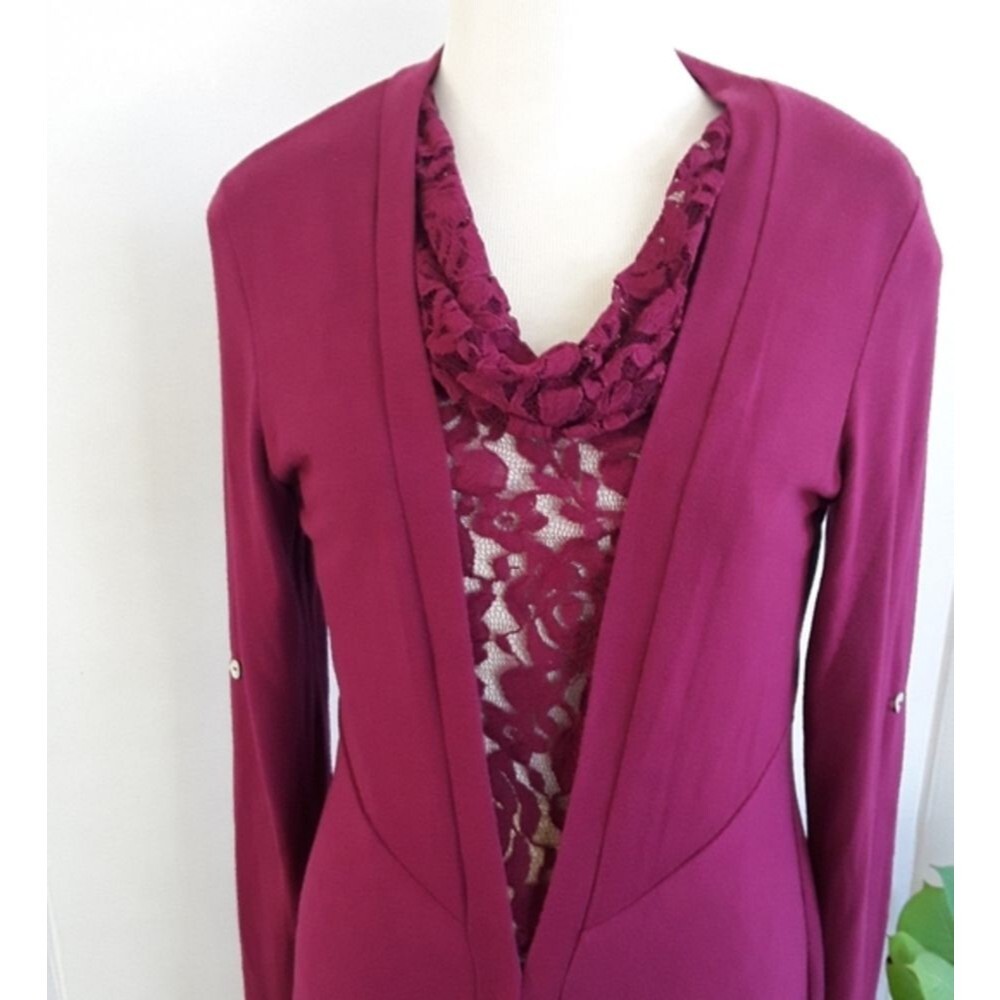 SHANA K LACE 2 PIECE PLUM CARDIGAN SZ L